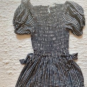 Isabel Marant balloon short sleeve smock short dress with tie sz 39/sm/4